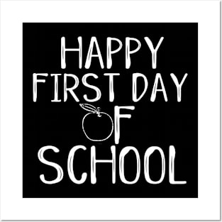 Happy First Day Of School 1st Teacher Apple Cute Welcome Posters and Art